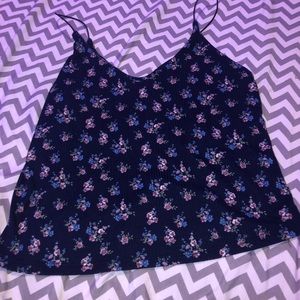 blue flowered top